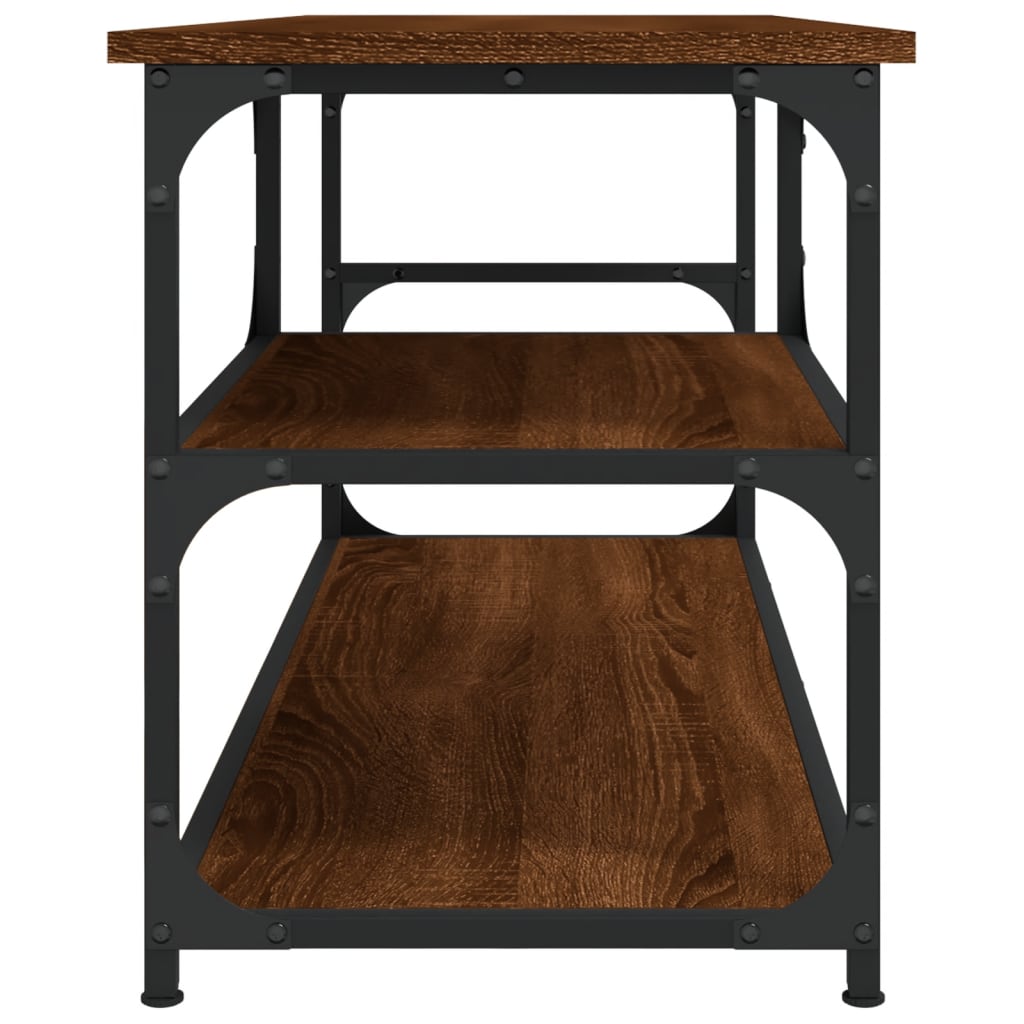 Barna tölgy színű szerelt fa és acél tv-szekrény 103x38x46,5 cm Barna tölgy színű szerelt fa és acél tv-szekrény 103x38x46,5 cm