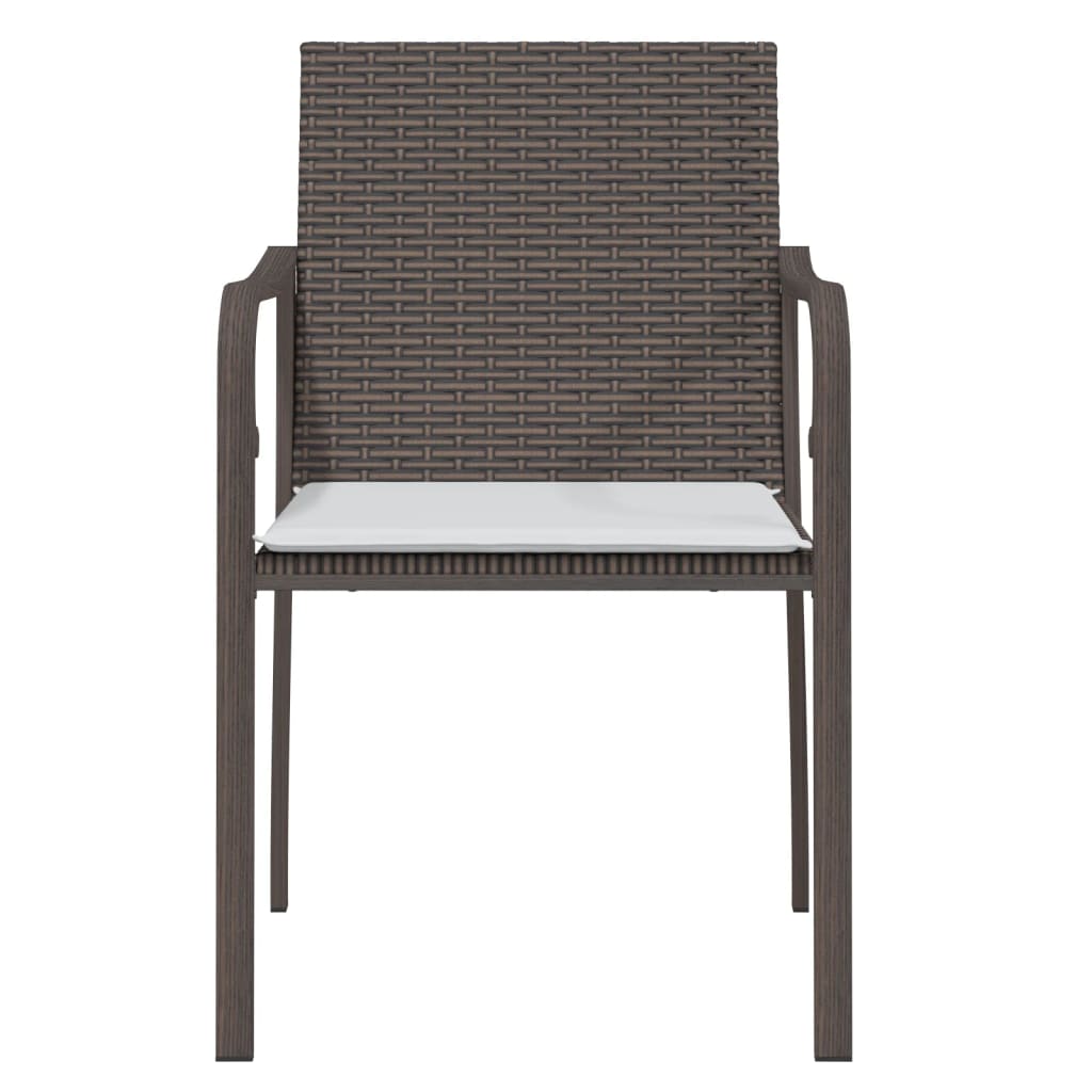 2 db barna polyrattan kerti szék párnával 56 x 59 x 84 cm