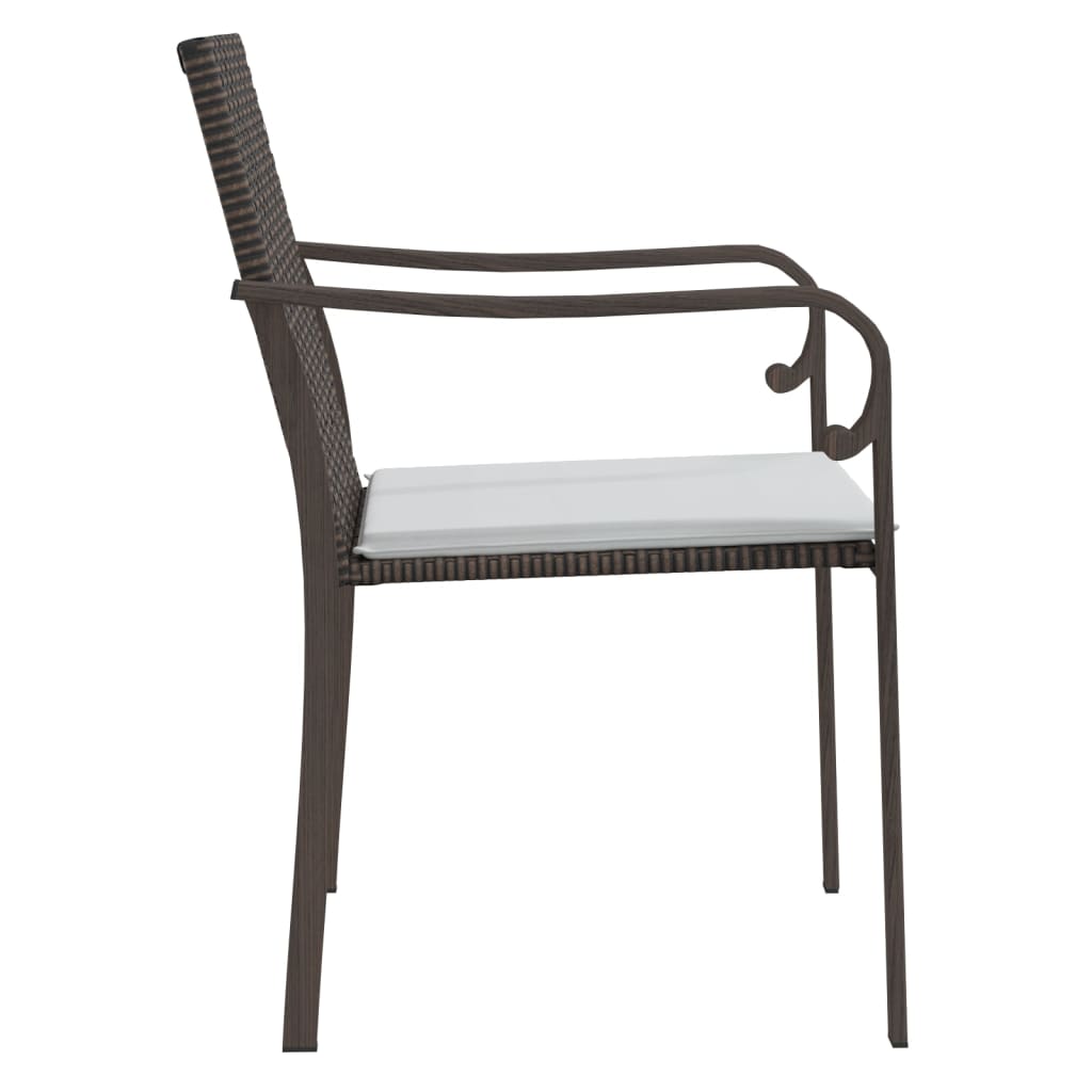 2 db barna polyrattan kerti szék párnával 56 x 59 x 84 cm