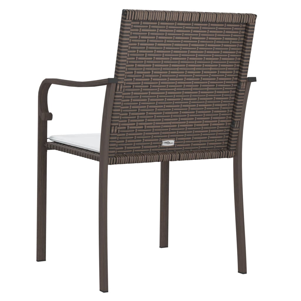 2 db barna polyrattan kerti szék párnával 56 x 59 x 84 cm