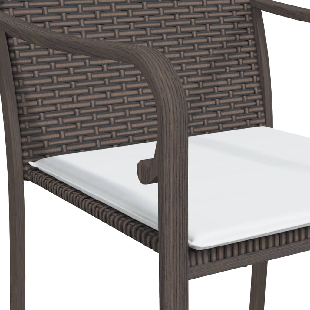 2 db barna polyrattan kerti szék párnával 56 x 59 x 84 cm