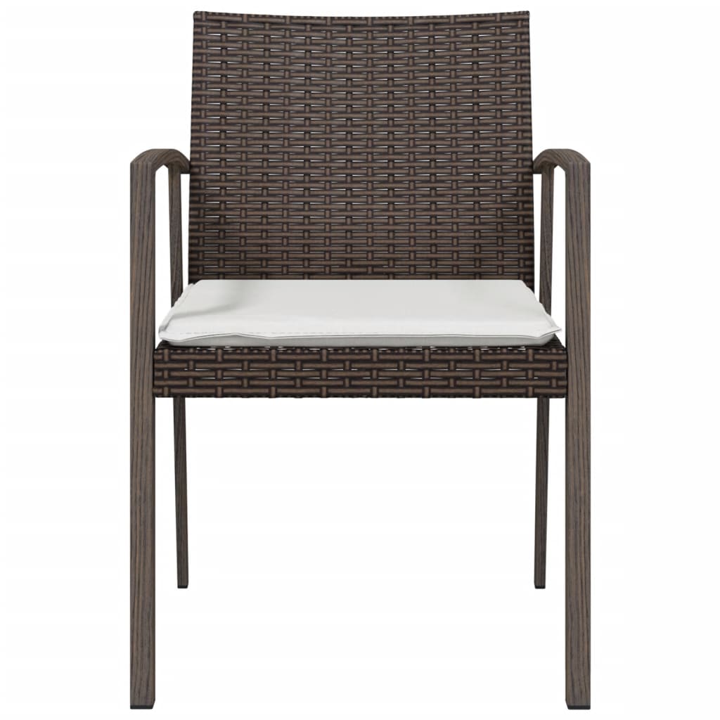 2 db barna polyrattan kerti szék párnával 56,5 x 57 x 83 cm