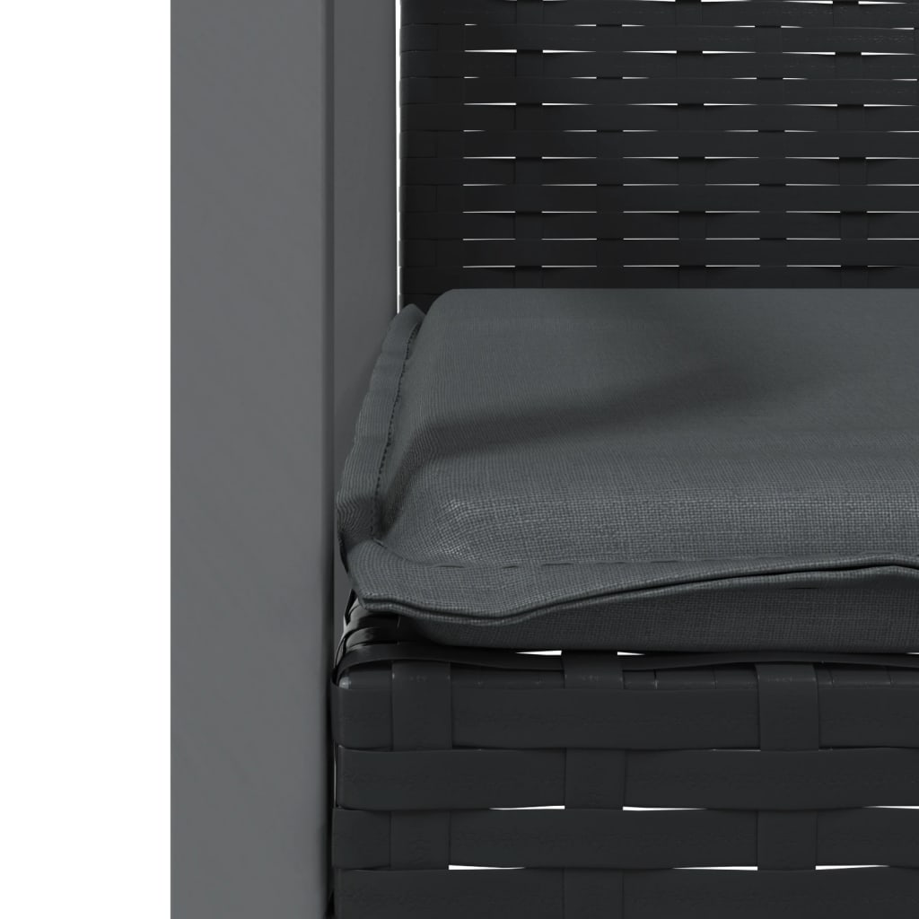 2 db fekete polyrattan kerti szék párnával 56,5 x 57 x 83 cm