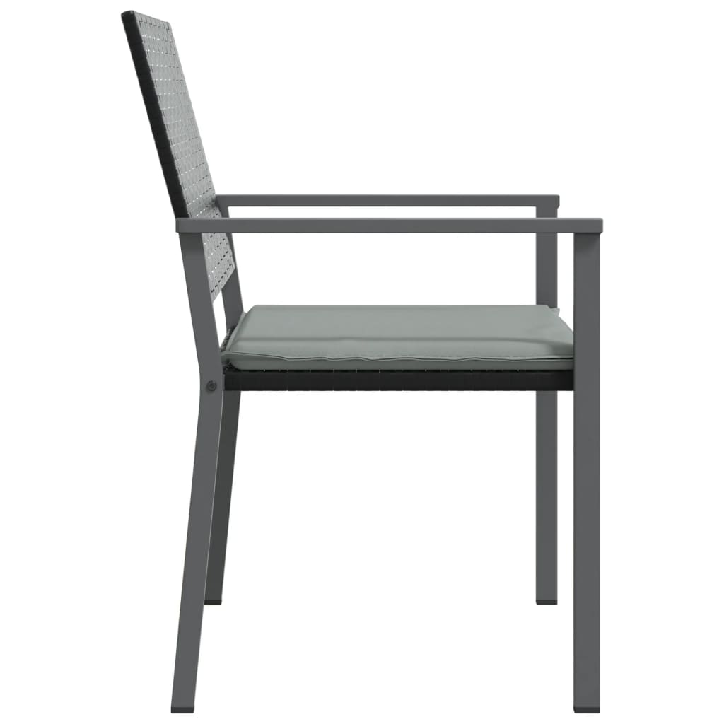 2 db fekete polyrattan kerti szék párnával 56 x 62,5 x 89 cm
