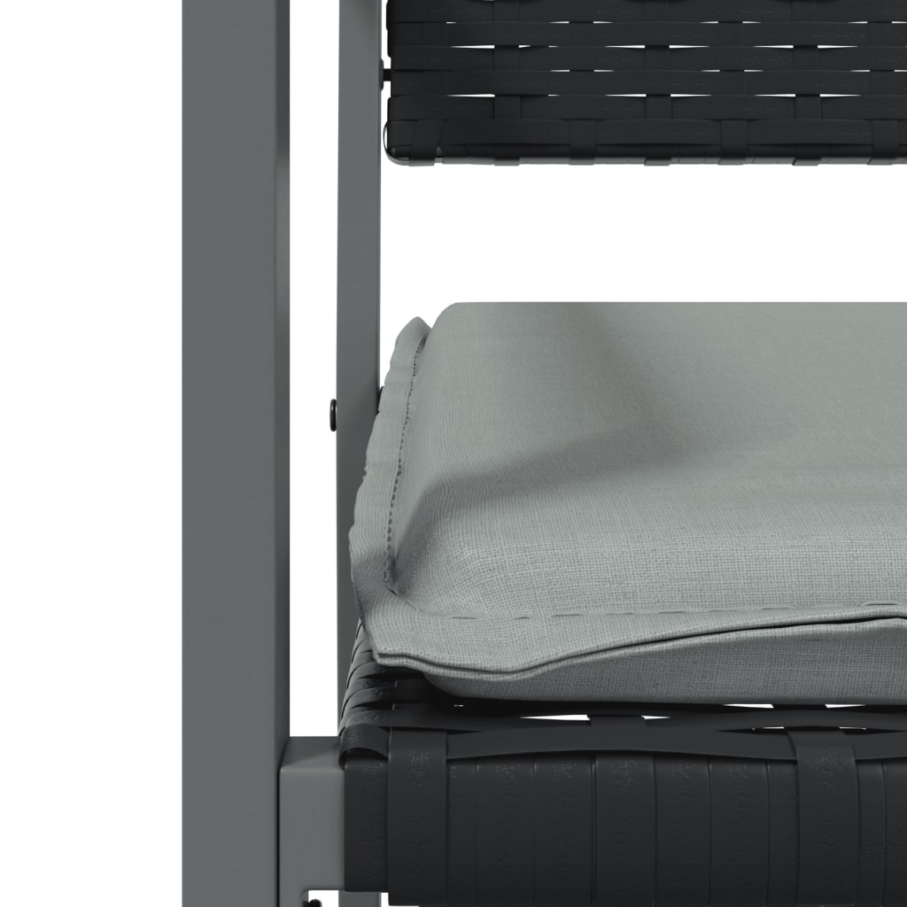 2 db fekete polyrattan kerti szék párnával 56 x 62,5 x 89 cm