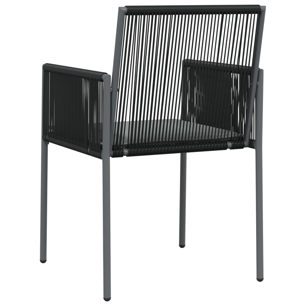 2 db fekete polyrattan kerti szék párnával 54 x 60,5 x 83,5 cm