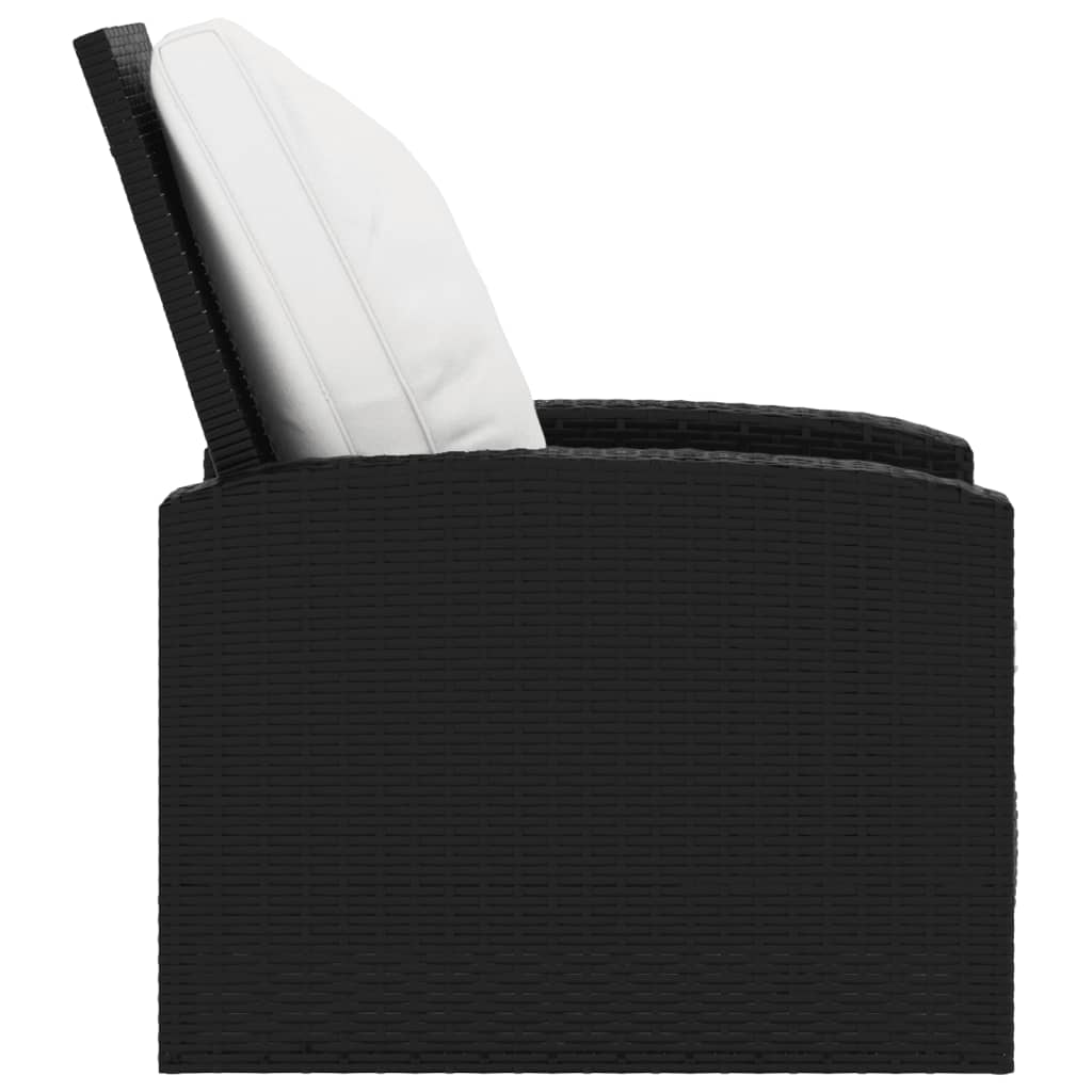 Fekete polyrattan dönthető kerti szék párnával