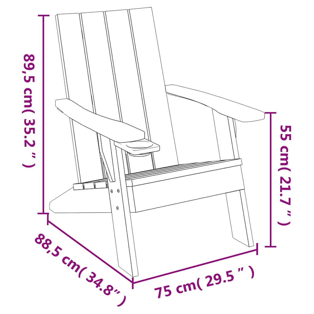 Világosbarna polipropilén kerti adirondack szék 75x88,5x89,5 cm