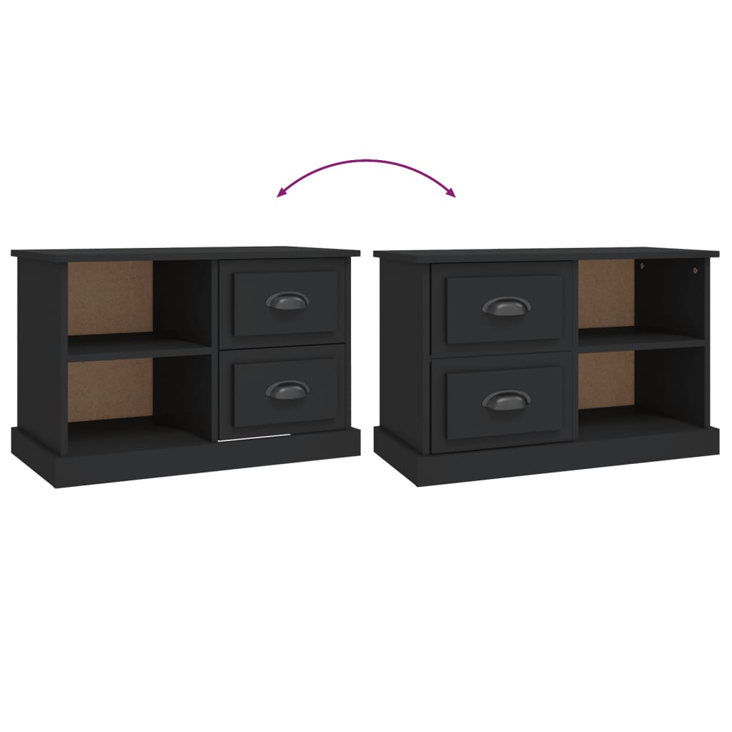 Fekete szerelt fa tv-szekrény 73 x 35,5 x 47,5 cm