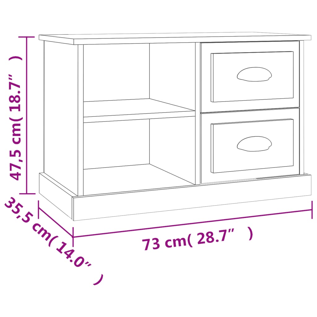 Barna tölgyszínű szerelt fa tv-szekrény 73x35,5x47,5 cm