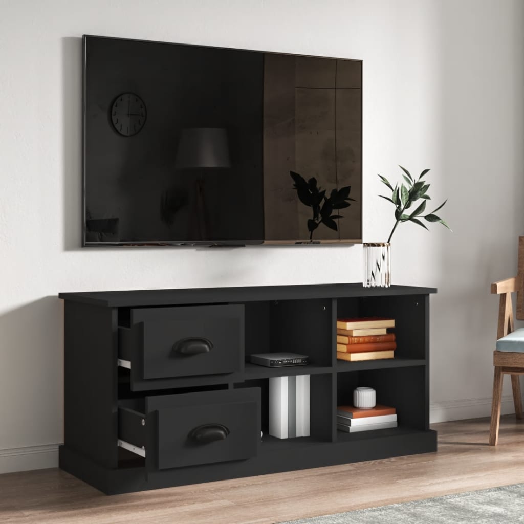 Fekete szerelt fa tv-szekrény 102 x 35,5 x 47,5 cm Fekete szerelt fa tv-szekrény 102 x 35,5 x 47,5 cm