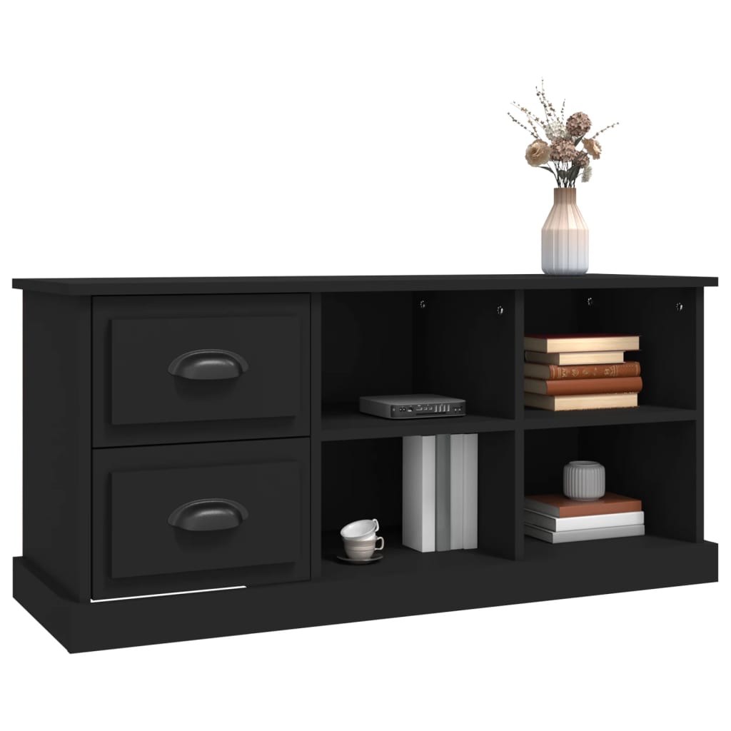 Fekete szerelt fa tv-szekrény 102 x 35,5 x 47,5 cm Fekete szerelt fa tv-szekrény 102 x 35,5 x 47,5 cm