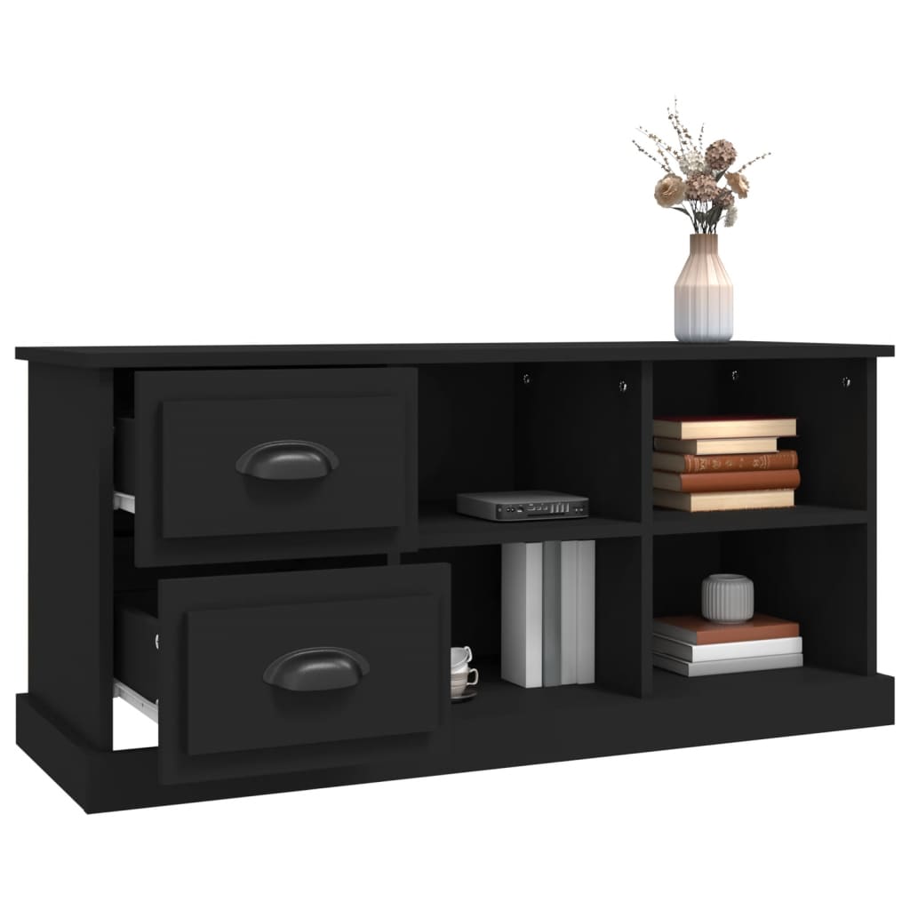 Fekete szerelt fa tv-szekrény 102 x 35,5 x 47,5 cm Fekete szerelt fa tv-szekrény 102 x 35,5 x 47,5 cm