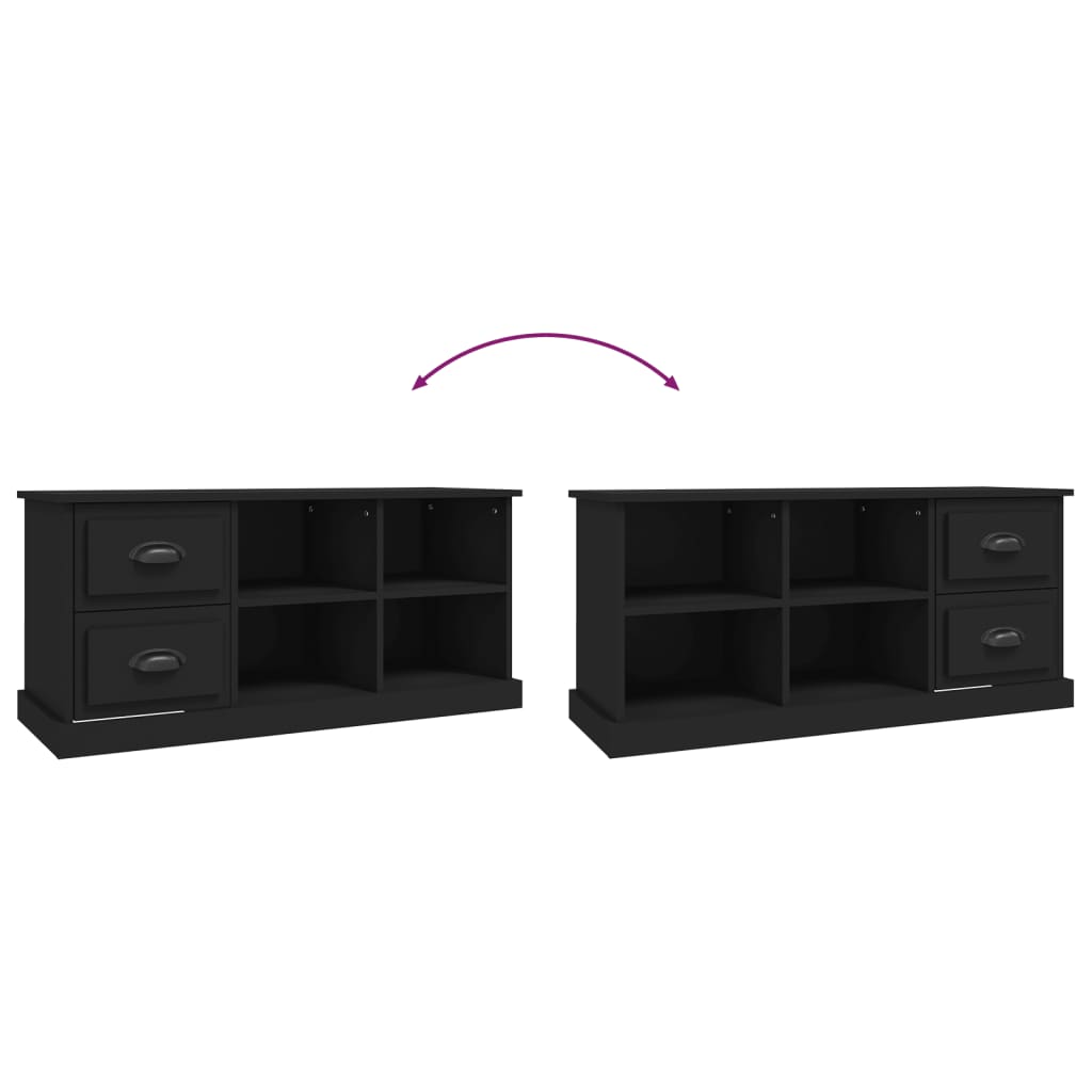 Fekete szerelt fa tv-szekrény 102 x 35,5 x 47,5 cm Fekete szerelt fa tv-szekrény 102 x 35,5 x 47,5 cm