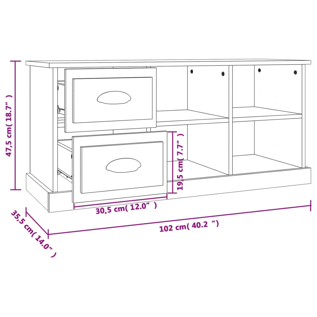 Fekete szerelt fa tv-szekrény 102 x 35,5 x 47,5 cm Fekete szerelt fa tv-szekrény 102 x 35,5 x 47,5 cm