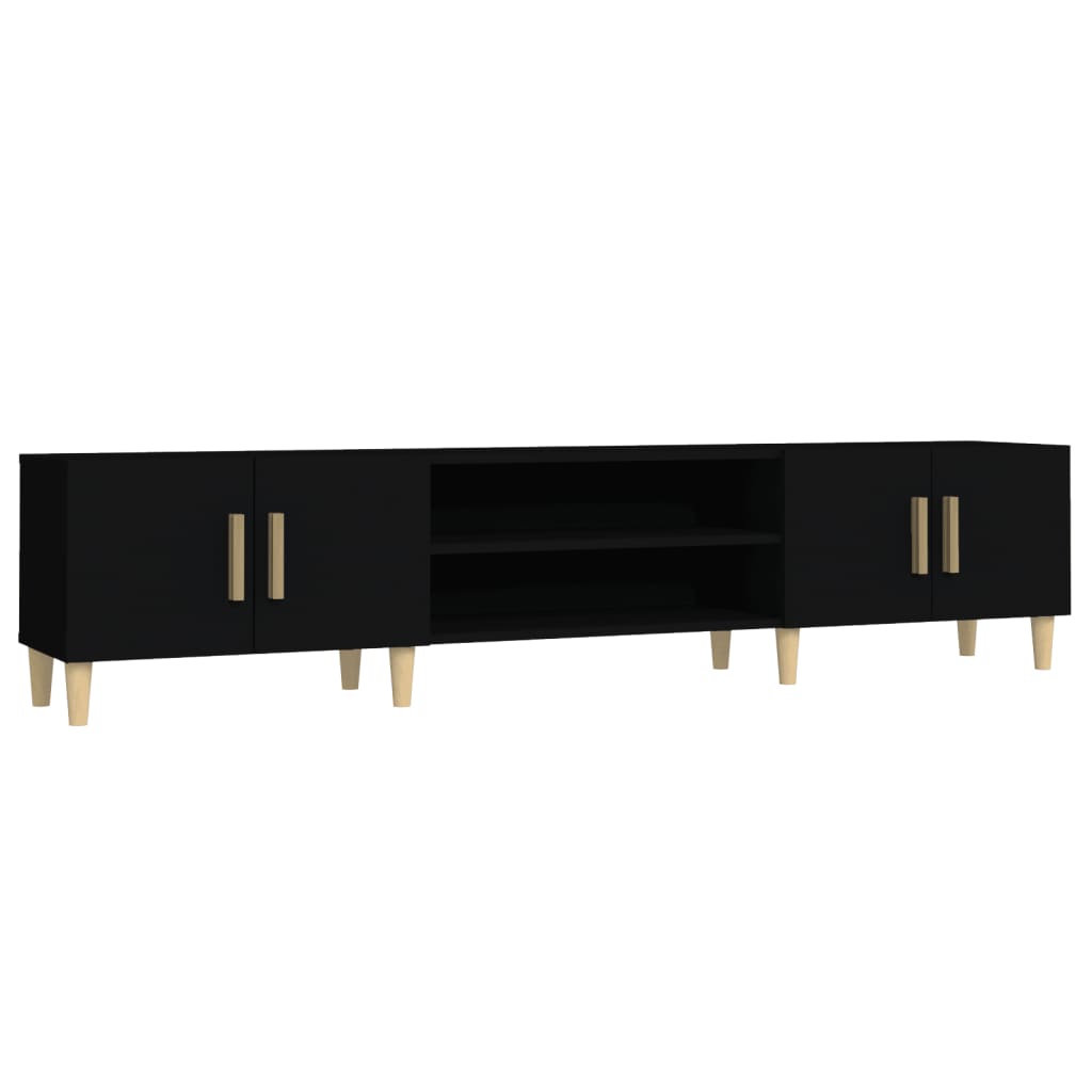 Fekete szerelt fa tv-szekrény 180 x 31,5 x 40 cm Fekete szerelt fa tv-szekrény 180 x 31,5 x 40 cm