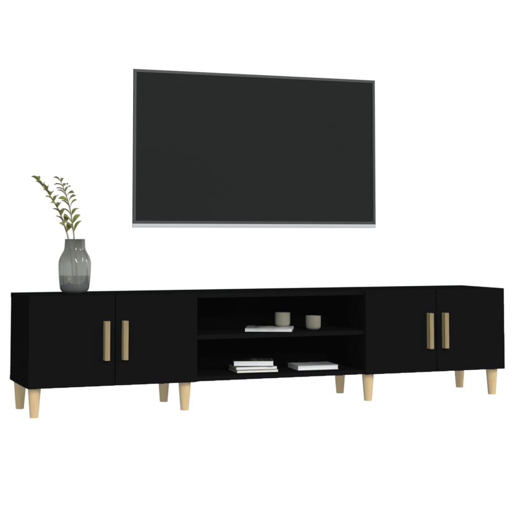 Fekete szerelt fa tv-szekrény 180 x 31,5 x 40 cm Fekete szerelt fa tv-szekrény 180 x 31,5 x 40 cm