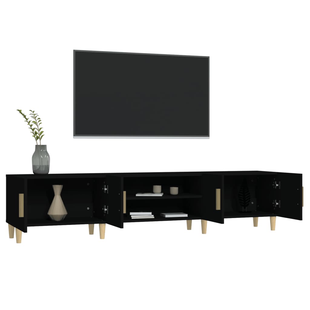 Fekete szerelt fa tv-szekrény 180 x 31,5 x 40 cm Fekete szerelt fa tv-szekrény 180 x 31,5 x 40 cm