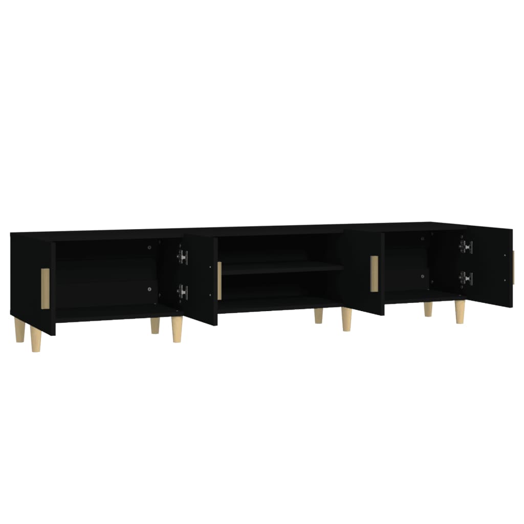 Fekete szerelt fa tv-szekrény 180 x 31,5 x 40 cm Fekete szerelt fa tv-szekrény 180 x 31,5 x 40 cm
