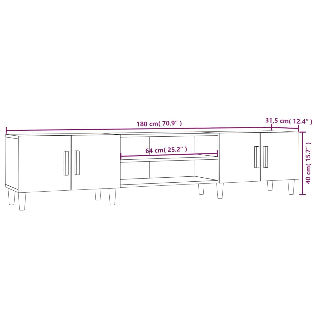 Betonszürke szerelt fa tv-szekrény 180x31,5x40 cm Betonszürke szerelt fa tv-szekrény 180x31,5x40 cm