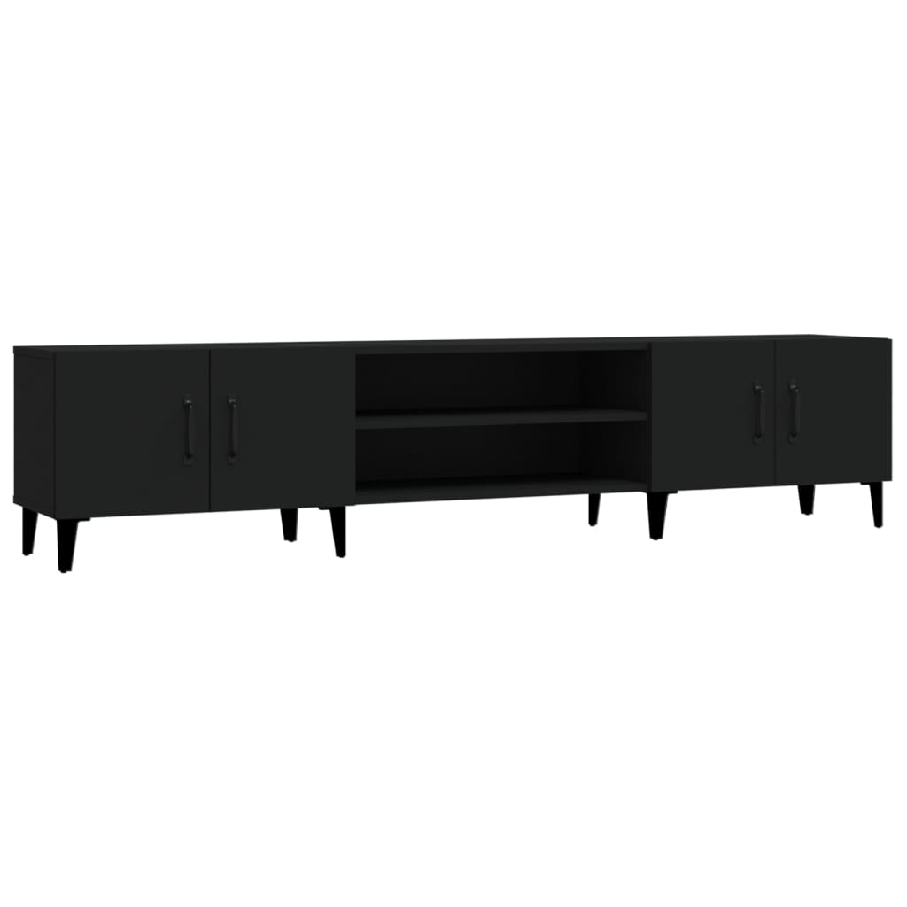 Fekete szerelt fa tv-szekrény 180 x 31,5 x 40 cm Fekete szerelt fa tv-szekrény 180 x 31,5 x 40 cm