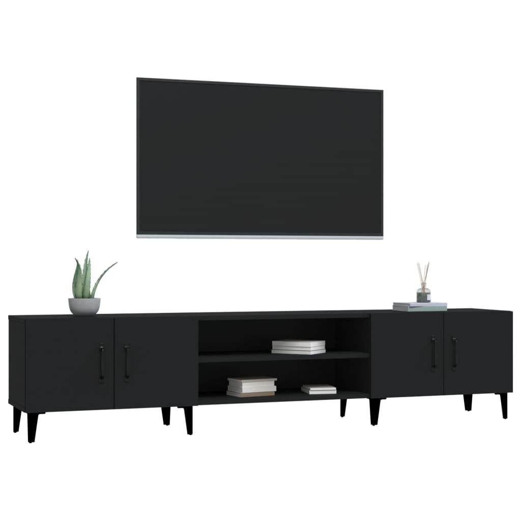 Fekete szerelt fa tv-szekrény 180 x 31,5 x 40 cm Fekete szerelt fa tv-szekrény 180 x 31,5 x 40 cm
