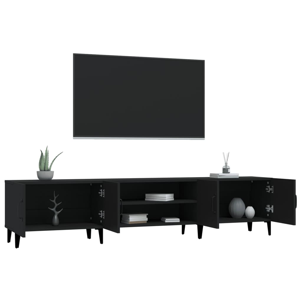 Fekete szerelt fa tv-szekrény 180 x 31,5 x 40 cm Fekete szerelt fa tv-szekrény 180 x 31,5 x 40 cm