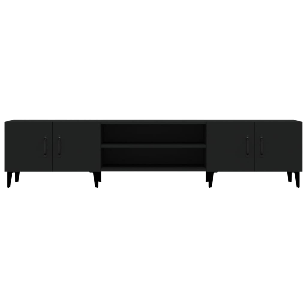 Fekete szerelt fa tv-szekrény 180 x 31,5 x 40 cm Fekete szerelt fa tv-szekrény 180 x 31,5 x 40 cm