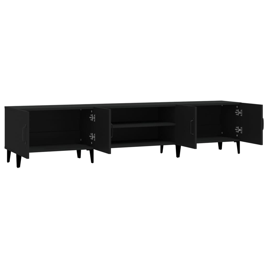 Fekete szerelt fa tv-szekrény 180 x 31,5 x 40 cm Fekete szerelt fa tv-szekrény 180 x 31,5 x 40 cm