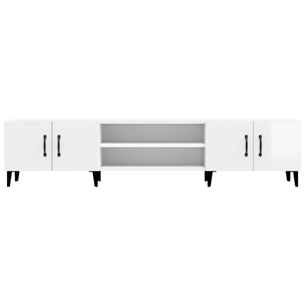 Magasfényű fehér szerelt fa tv-szekrény 180 x 31,5 x 40 cm