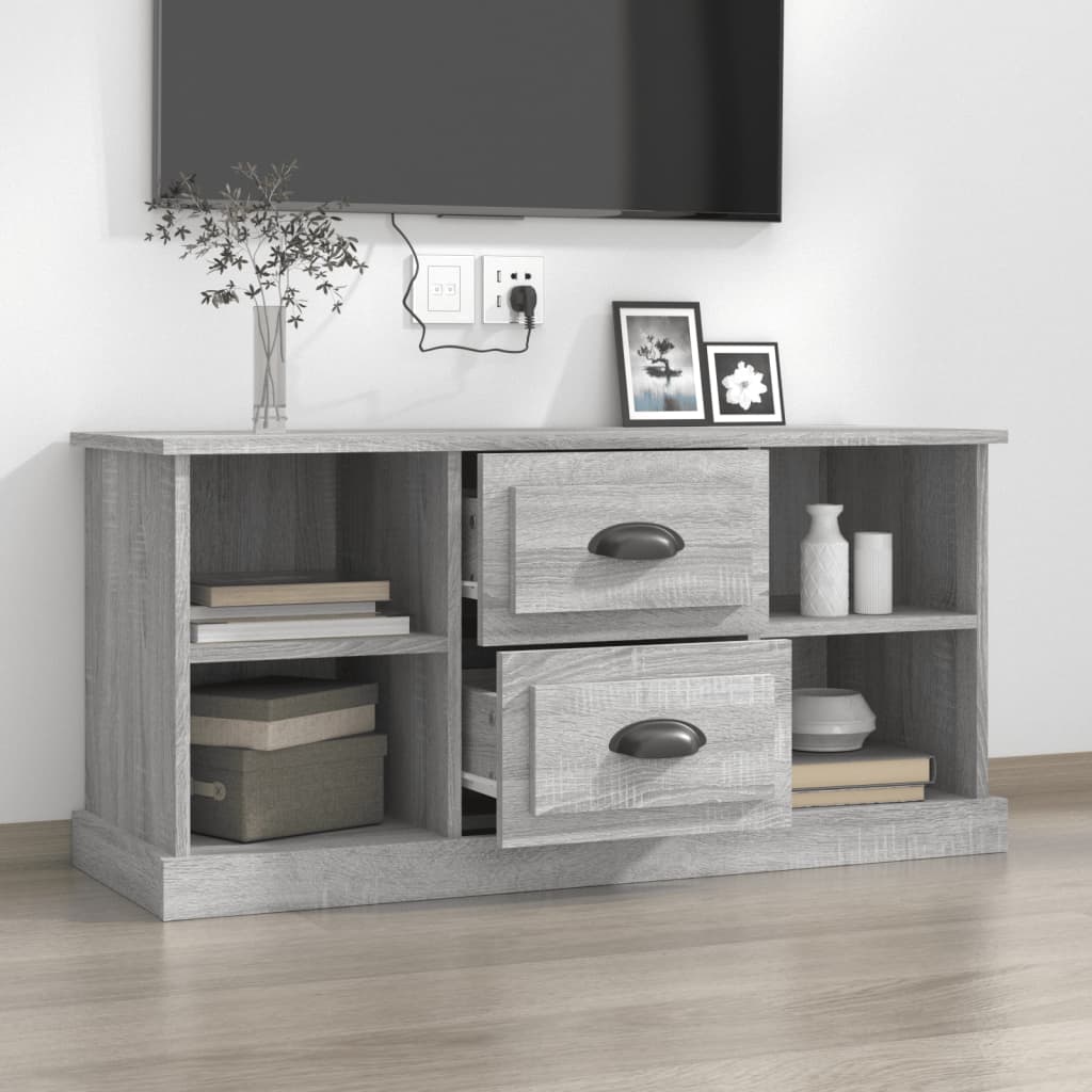 Szürke sonoma színű szerelt fa tv-szekrény 99,5x35,5x48 cm Szürke sonoma színű szerelt fa tv-szekrény 99,5x35,5x48 cm