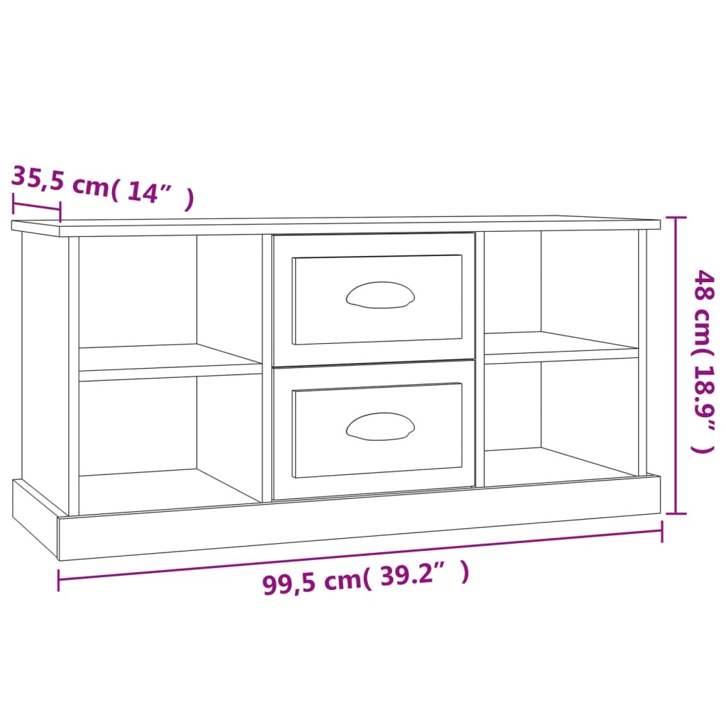 Szürke sonoma színű szerelt fa tv-szekrény 99,5x35,5x48 cm Szürke sonoma színű szerelt fa tv-szekrény 99,5x35,5x48 cm