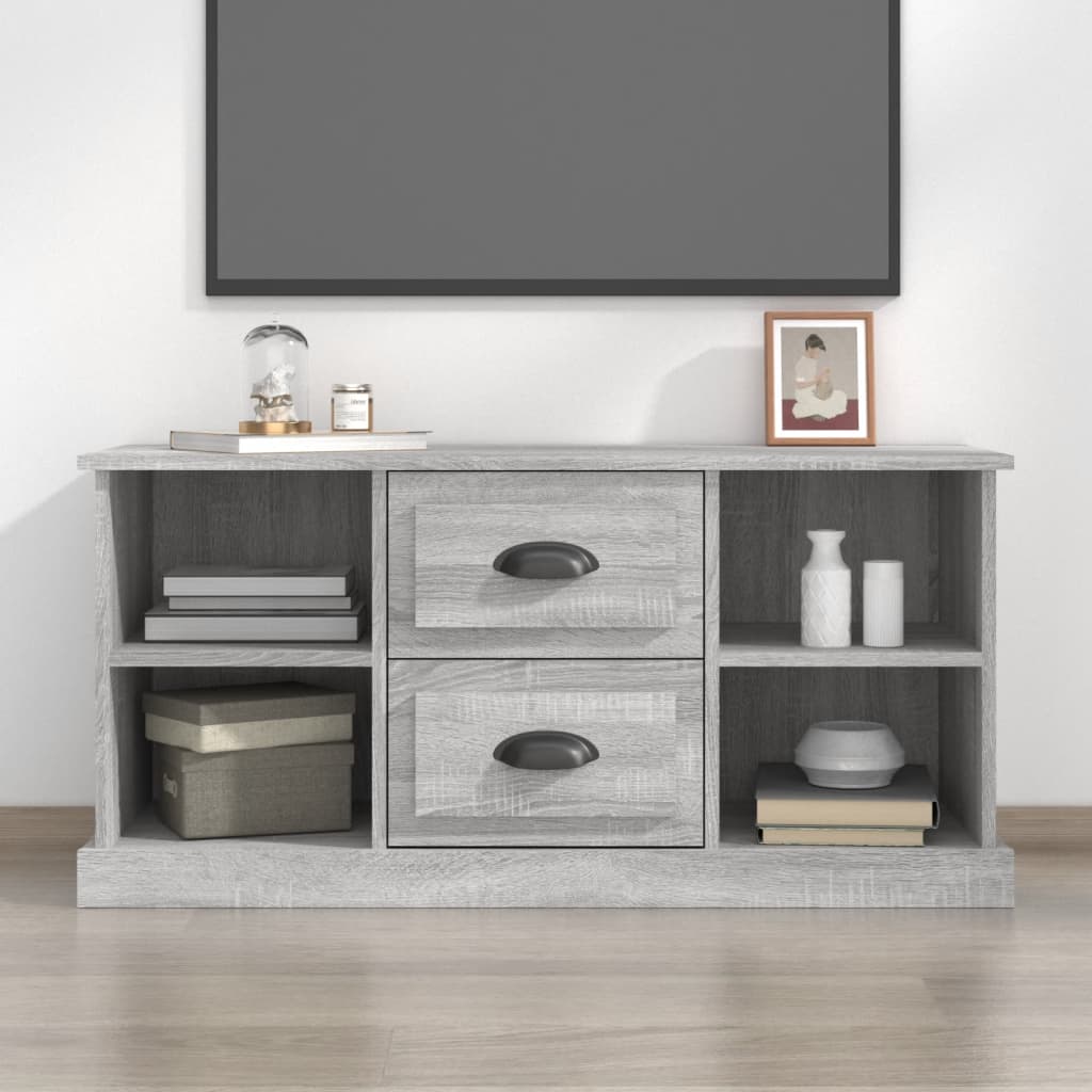 Szürke sonoma színű szerelt fa tv-szekrény 99,5x35,5x48 cm Szürke sonoma színű szerelt fa tv-szekrény 99,5x35,5x48 cm