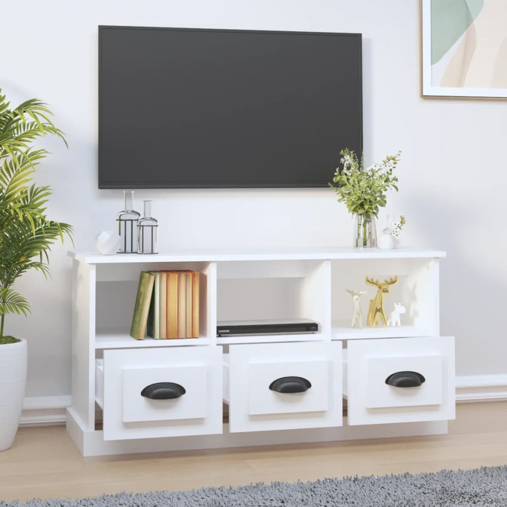 Fehér szerelt fa tv-szekrény 100x35x50 cm