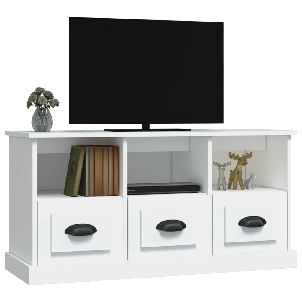 Fehér szerelt fa tv-szekrény 100x35x50 cm