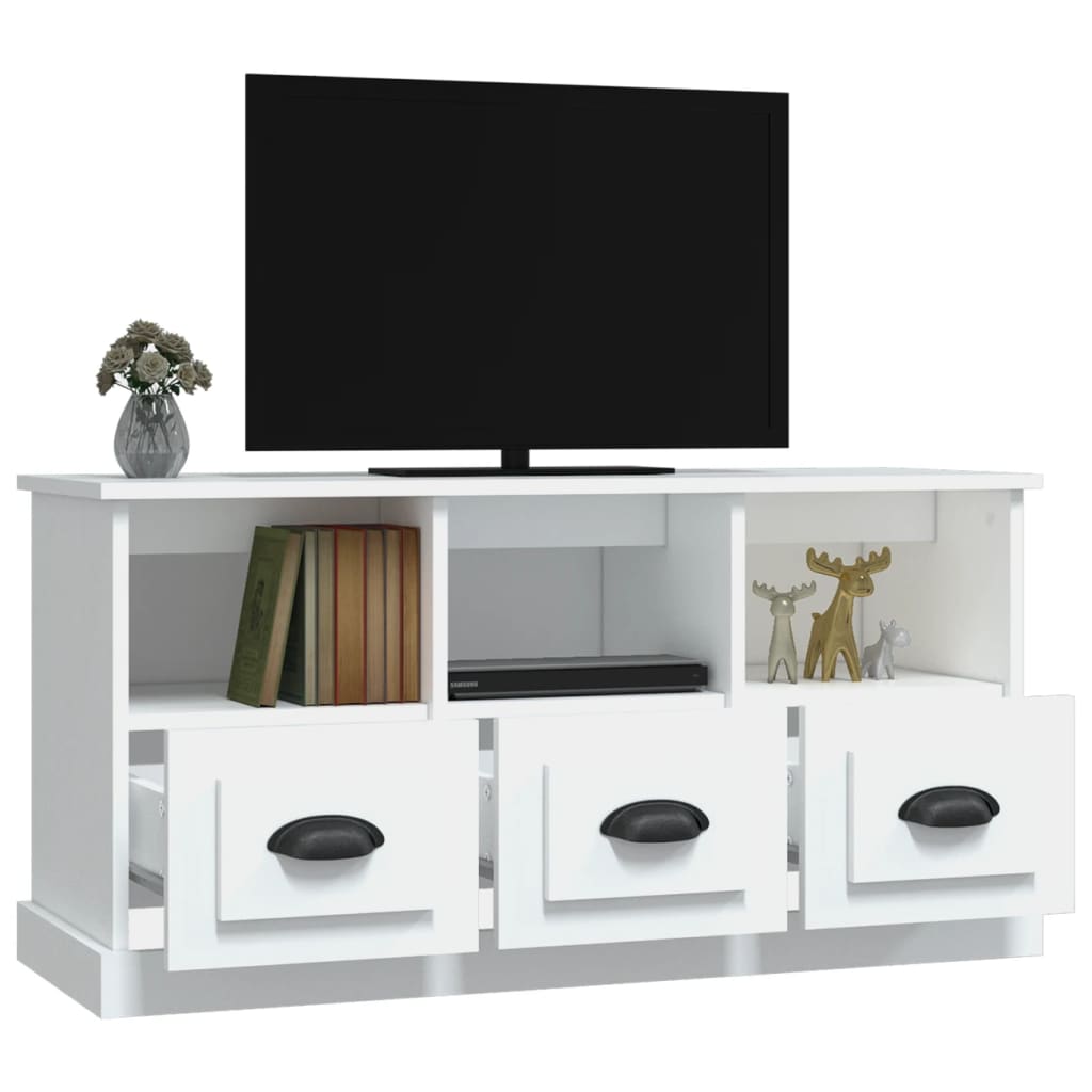 Fehér szerelt fa tv-szekrény 100x35x50 cm