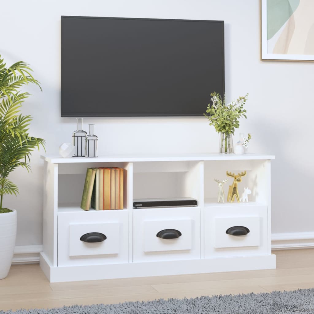 Fehér szerelt fa tv-szekrény 100x35x50 cm