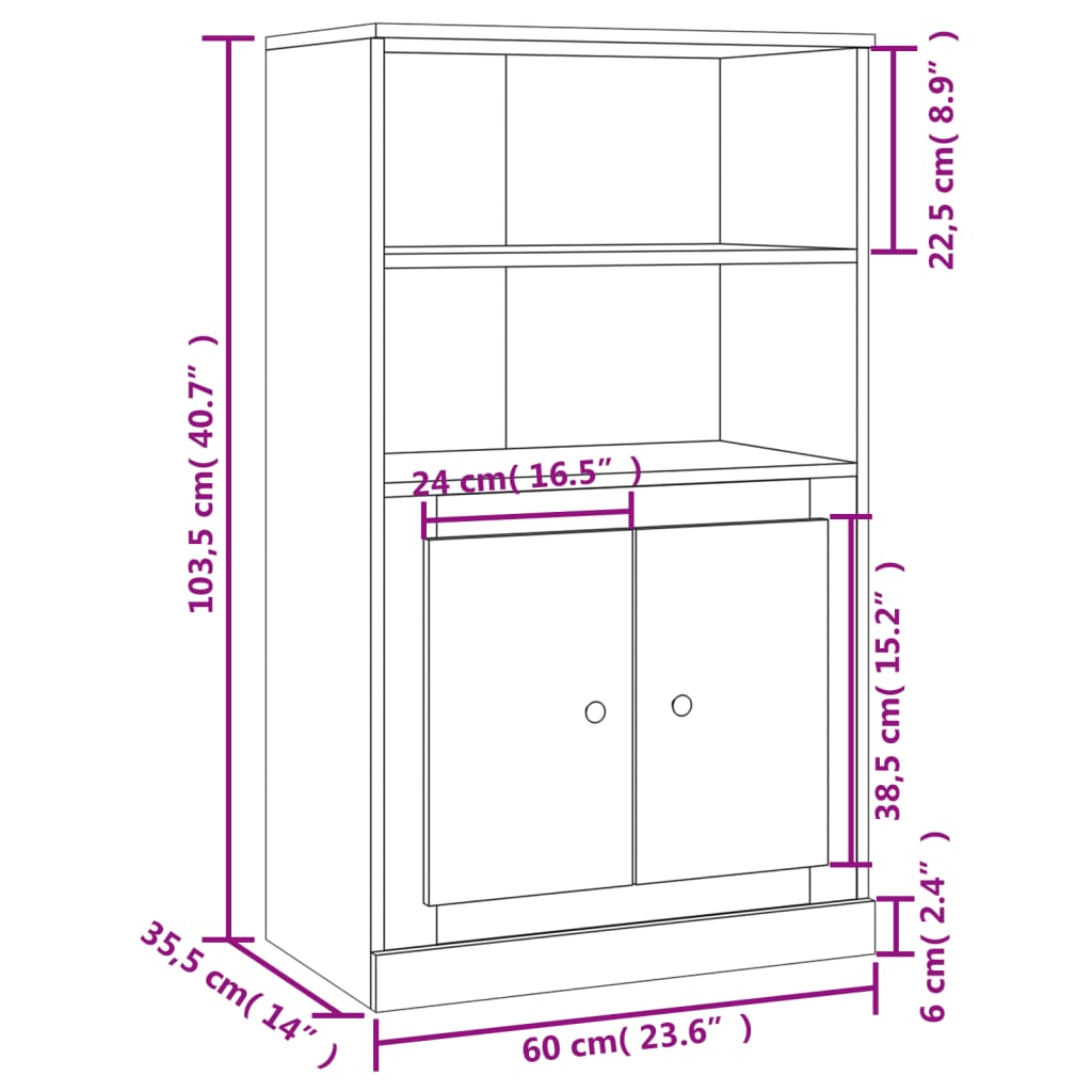 Szürke sonoma szerelt fa magasszekrény 60x35,5x103,5 cm
