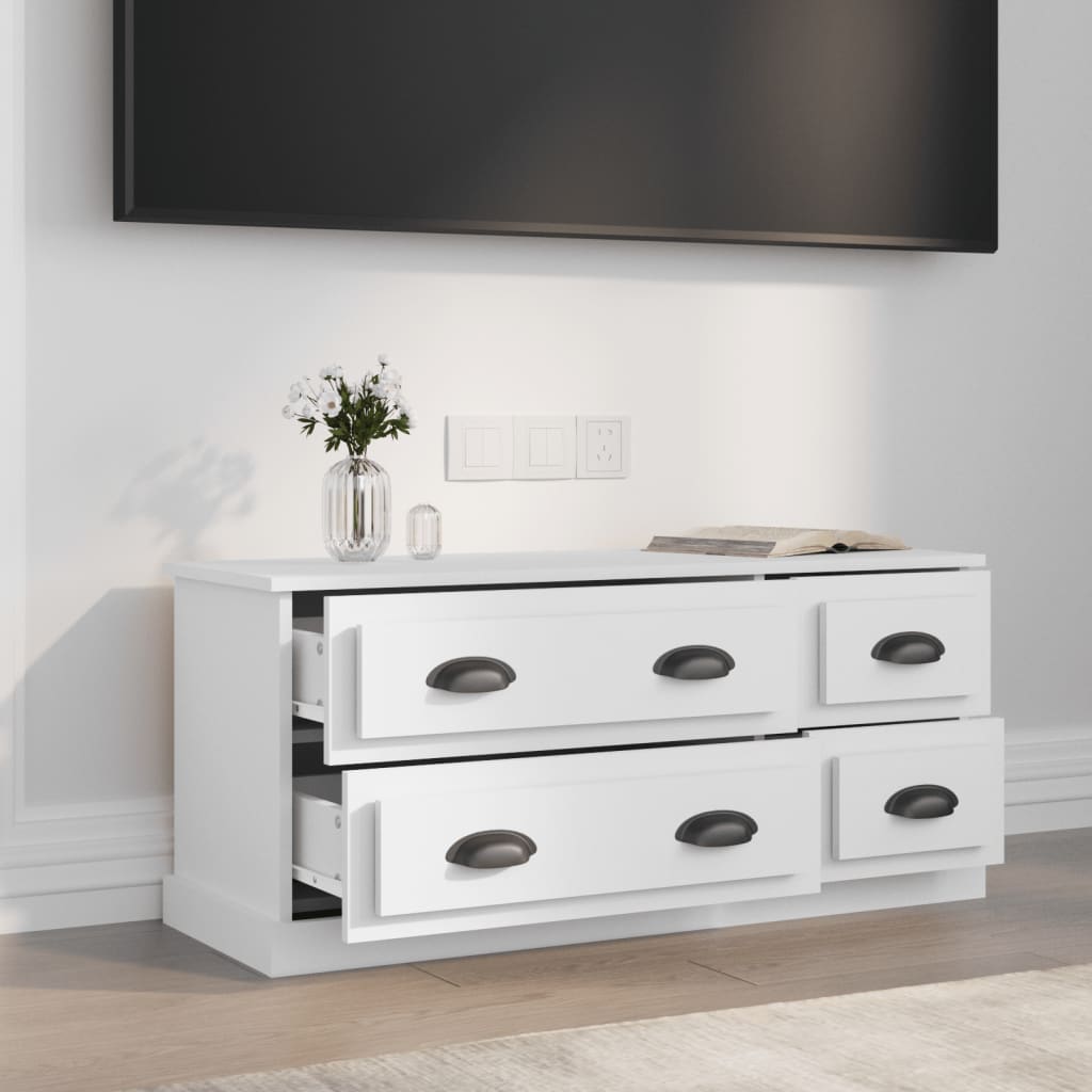 Fehér szerelt fa tv-szekrény 100x35,5x45 cm Fehér szerelt fa tv-szekrény 100x35,5x45 cm