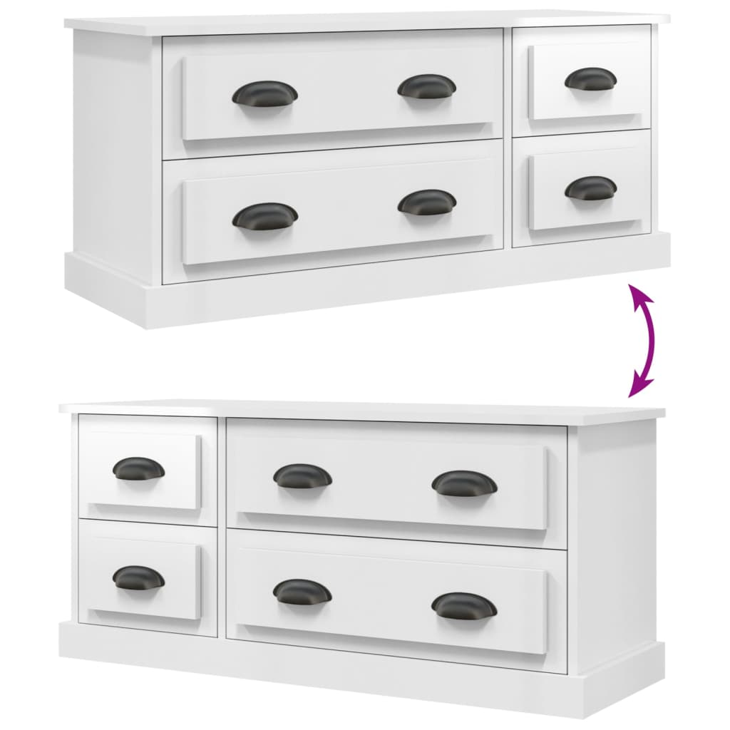 Magasfényű fehér szerelt fa tv-szekrény 100 x 35,5 x 45 cm Magasfényű fehér szerelt fa tv-szekrény 100 x 35,5 x 45 cm