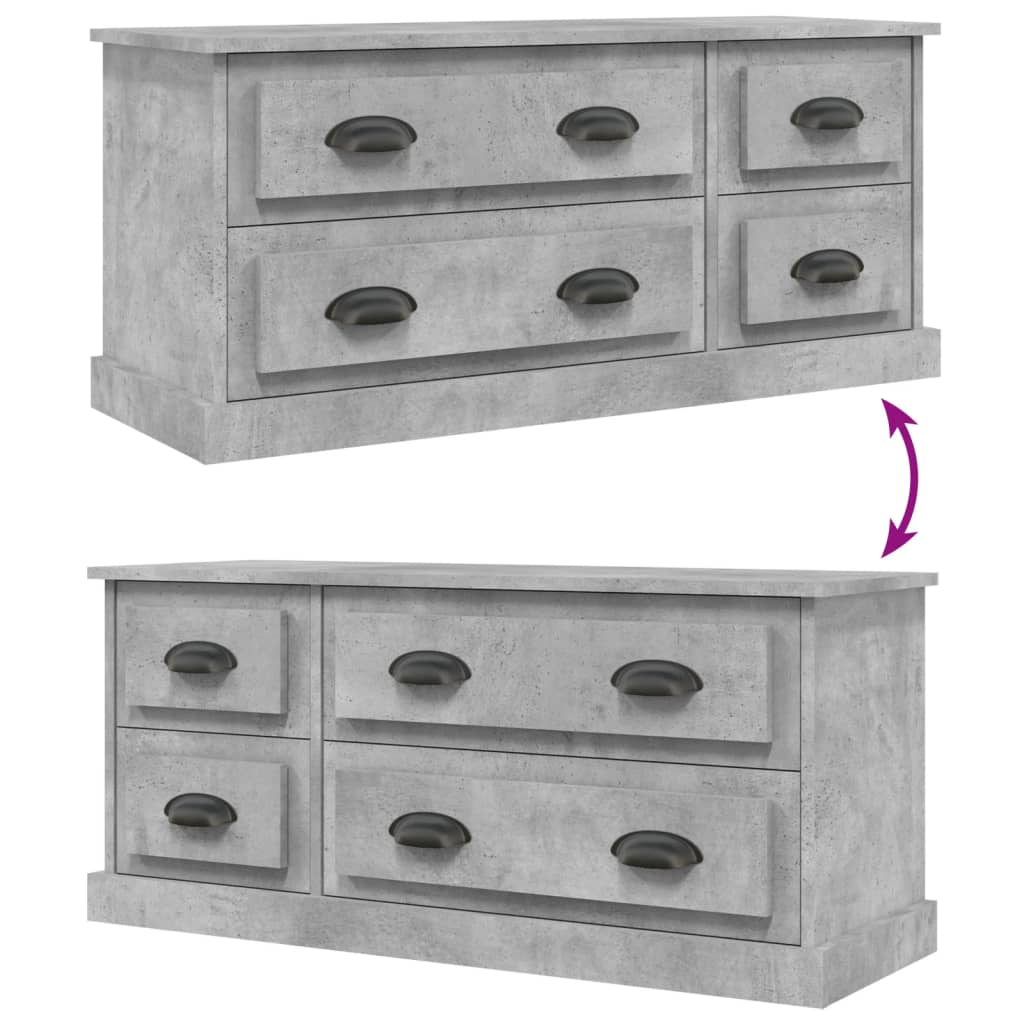 Betonszürke szerelt fa tv-szekrény 100 x 35,5 x 45 cm