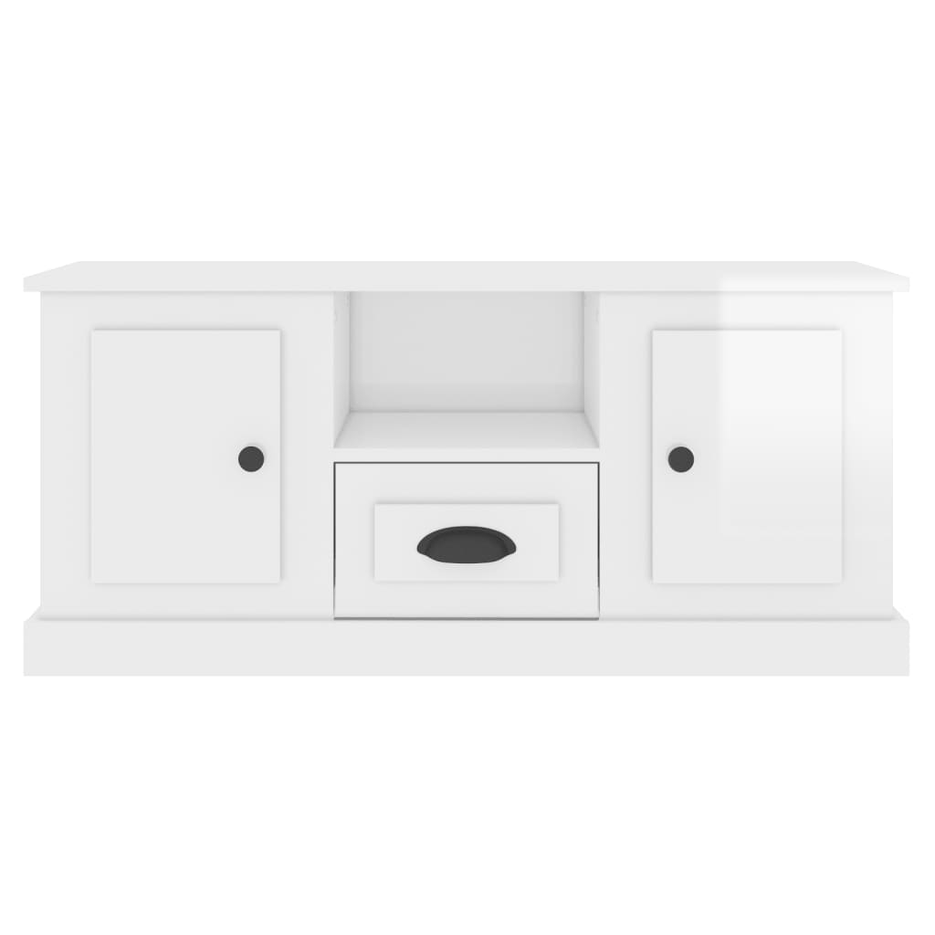 Magasfényű fehér szerelt fa tv-szekrény 100 x 35,5 x 45 cm Magasfényű fehér szerelt fa tv-szekrény 100 x 35,5 x 45 cm