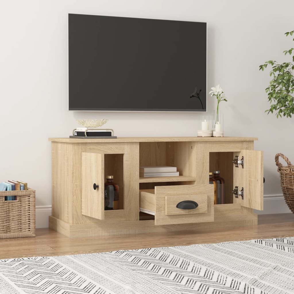 Sonoma-tölgyszínű szerelt fa fali tv-szekrény 100x35,5x45 cm Sonoma-tölgyszínű szerelt fa fali tv-szekrény 100x35,5x45 cm