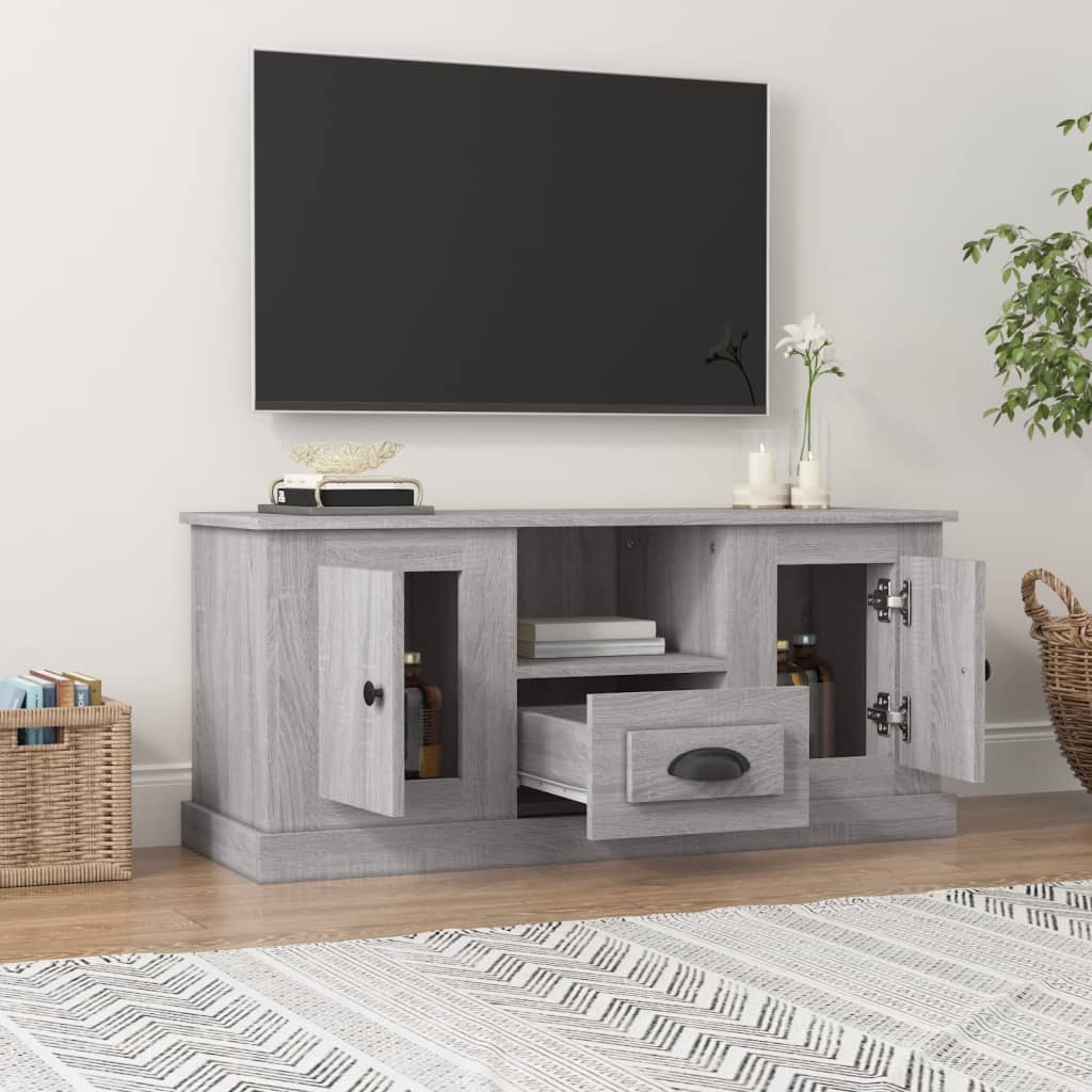 Szürke sonoma színű szerelt fa tv-szekrény 100x35,5x45 cm Szürke sonoma színű szerelt fa tv-szekrény 100x35,5x45 cm