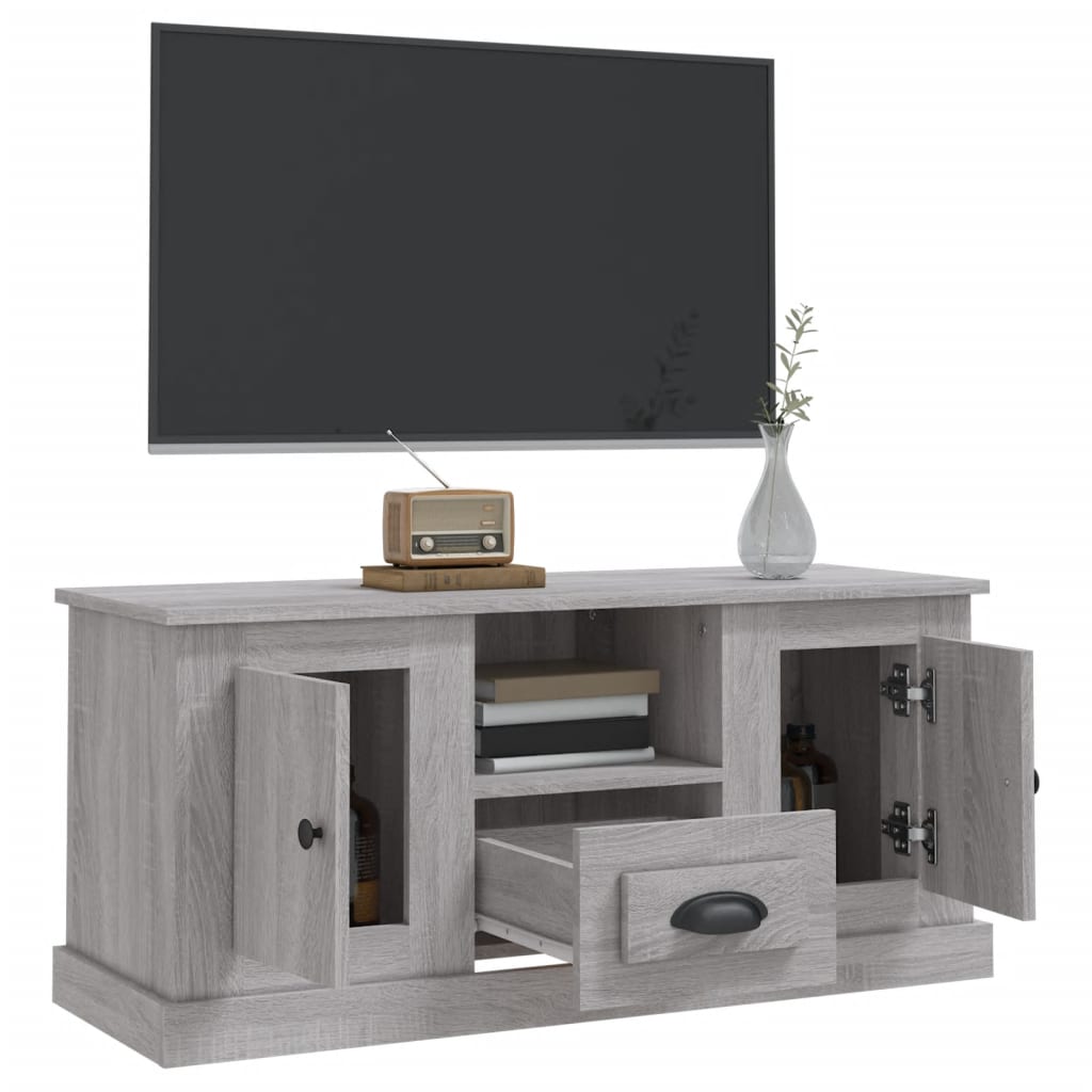 Szürke sonoma színű szerelt fa tv-szekrény 100x35,5x45 cm Szürke sonoma színű szerelt fa tv-szekrény 100x35,5x45 cm