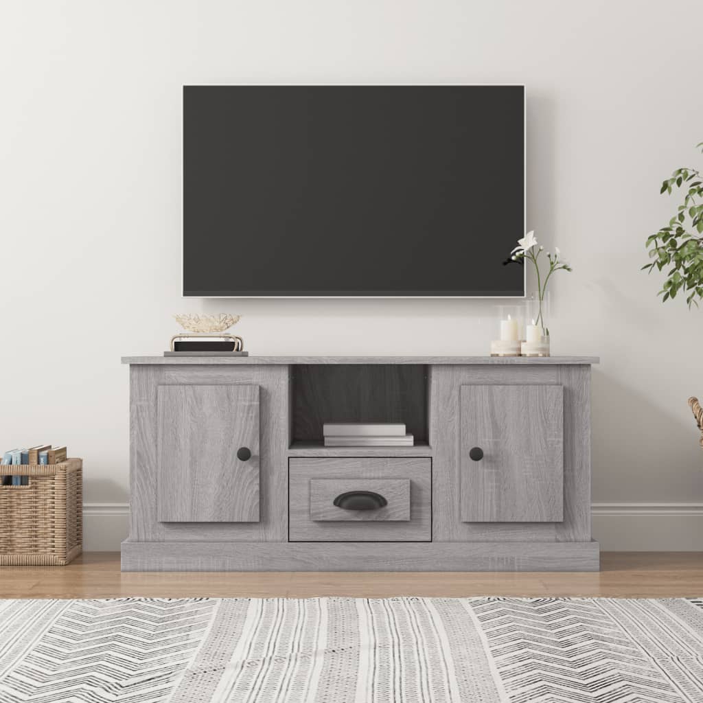 Szürke sonoma színű szerelt fa tv-szekrény 100x35,5x45 cm Szürke sonoma színű szerelt fa tv-szekrény 100x35,5x45 cm