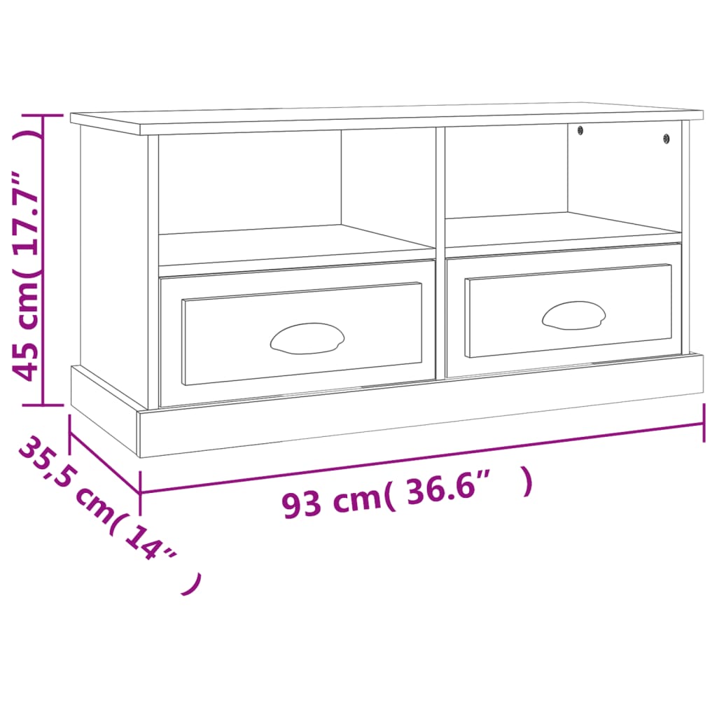 Betonszürke szerelt fa tv-szekrény 93 x 35,5 x 45 cm Betonszürke szerelt fa tv-szekrény 93 x 35,5 x 45 cm