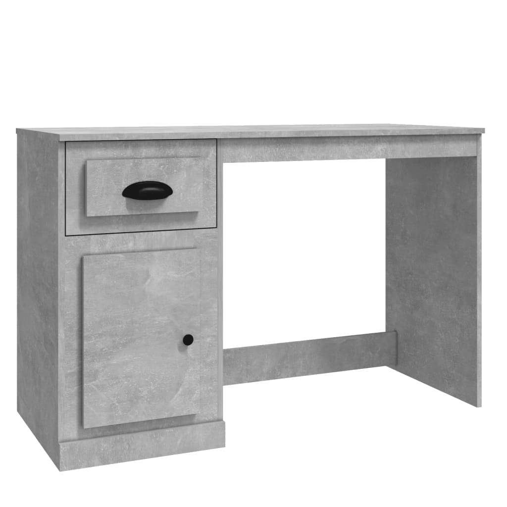 Betonszürke színű szerelt fa íróasztal fiókkal 115x50x75 cm