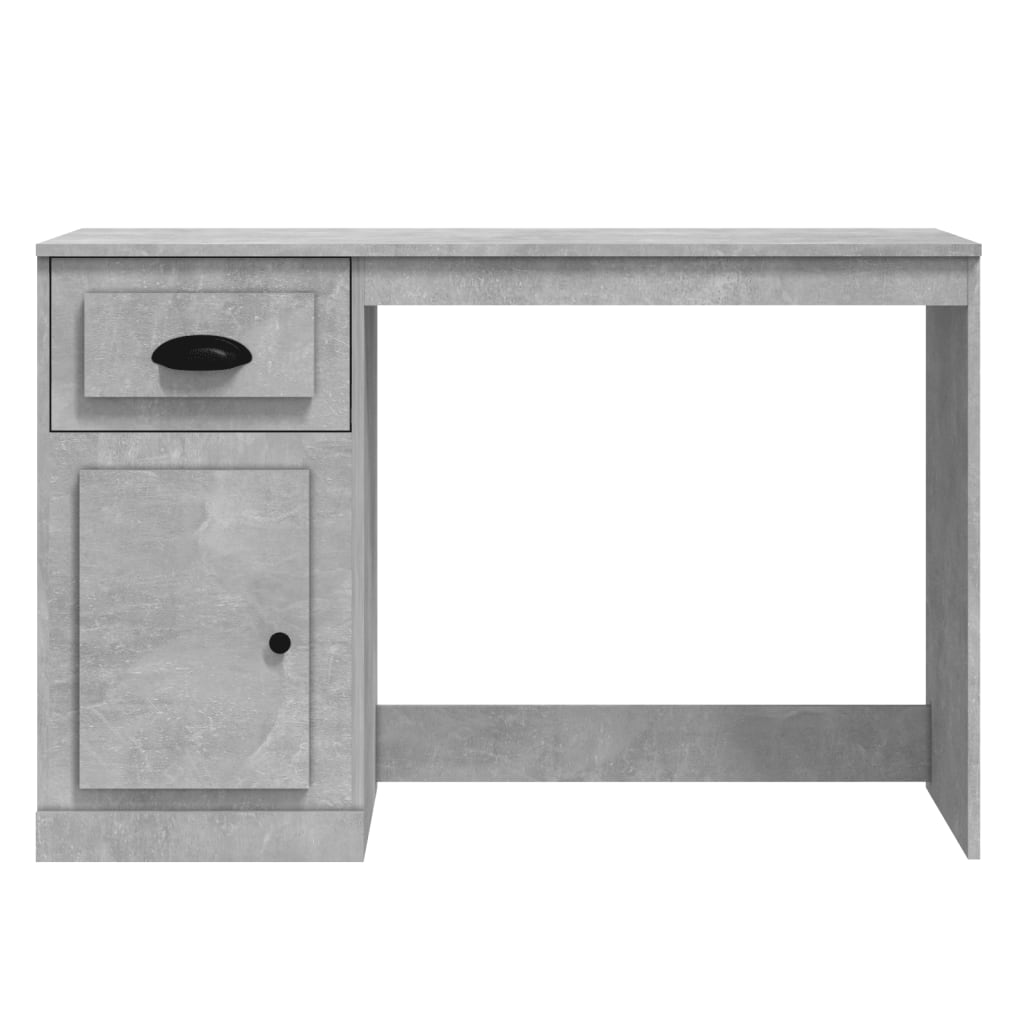 Betonszürke színű szerelt fa íróasztal fiókkal 115x50x75 cm