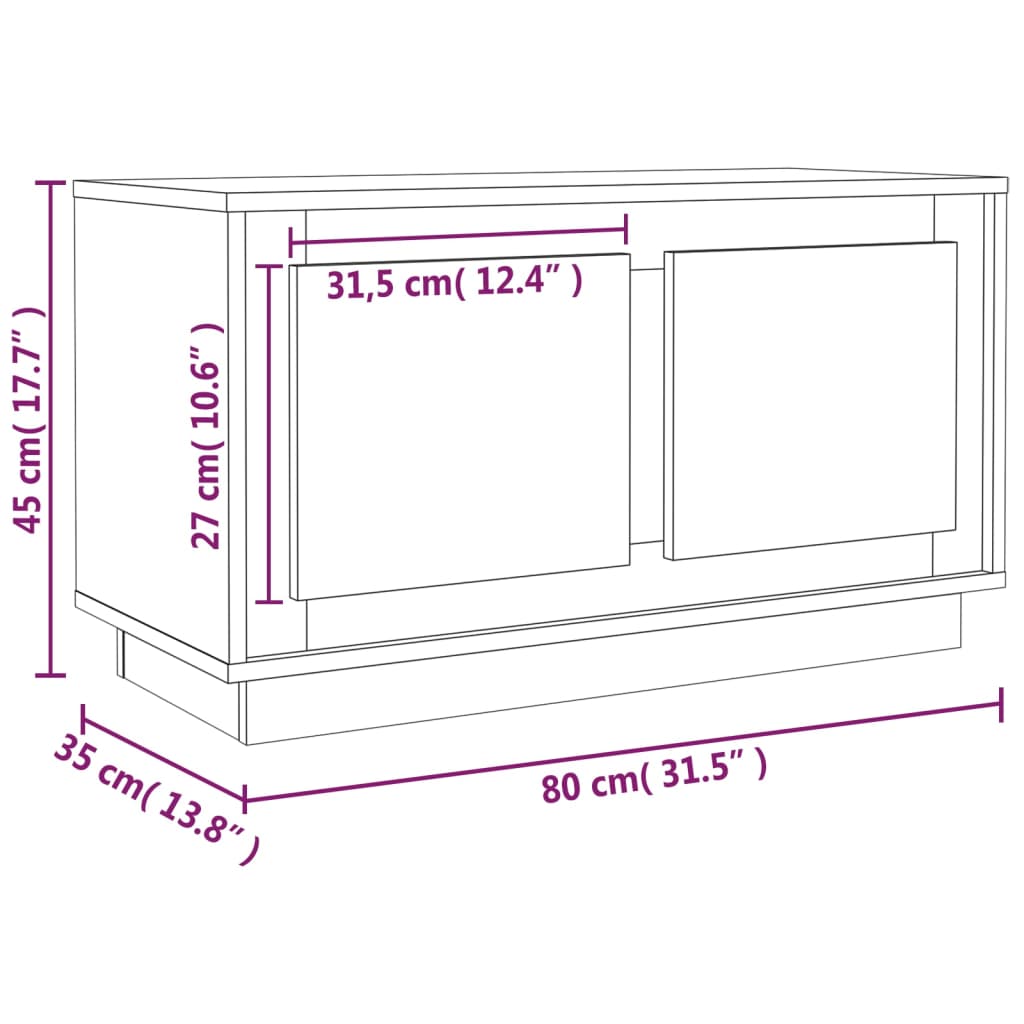 Szürke sonoma színű szerelt fa tv-szekrény 80x35x45 cm